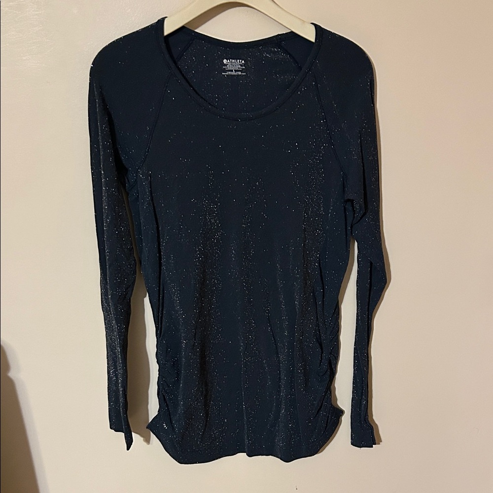Athleta Speedlight Shine Long Sleeve Glitter Top Size L